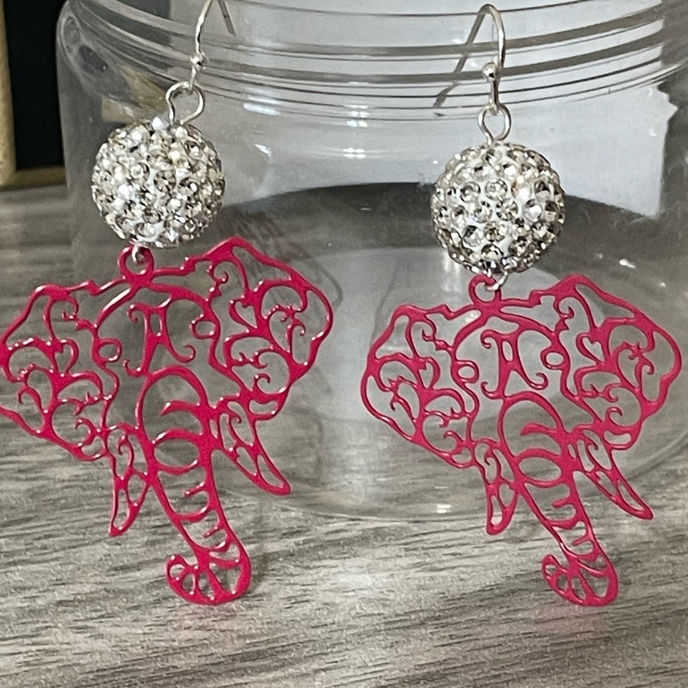 🎉♥️Alabama Roll Tide Elephant Earrings